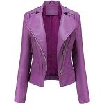 Vestes zippées violettes en cuir synthétique à clous Taille S look fashion pour femme 