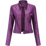 Vestes en cuir violet foncé en cuir synthétique à manches longues Taille L look fashion pour femme 