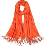 Écharpes cachemire d'automne orange à carreaux en polyester à franges look fashion pour femme 