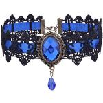 Colliers bleus en cristal en dentelle look gothique pour femme 