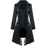 Manteaux gothiques de printemps noirs à carreaux en mousseline imperméables à capuche à manches longues Taille XXL steampunk pour femme 