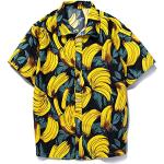Chemises hawaiennes saison été à motif banane à manches courtes Taille M classiques pour homme 