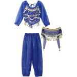 Déguisements Yizyif bleus en satin à perles d'indien enfant lavable à la main look fashion 