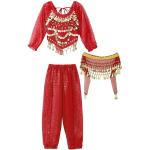 Déguisements Yizyif rouges en satin à perles d'indien enfant lavable à la main look fashion 