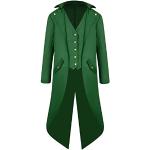 Manteaux gothiques Yming verts à manches longues à col montant Taille XL plus size look médiéval pour homme 