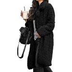 Vestes d'hiver Yming noires à effet léopard en fausse fourrure coupe-vents à manches longues Taille M look fashion pour femme 