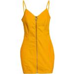Robes en dentelle vintage de soirée Yming jaunes à rayures en dentelle minis sans manches Taille L look fashion pour femme 