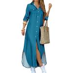 Robes fleuries Yming turquoise à fleurs longues à manches longues Taille XXL plus size look fashion pour femme 