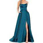 Robes de bal longues de mariée Yming turquoise en satin à bretelles spaghetti Taille XS look fashion pour femme 