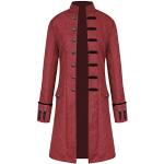 YMING Hommes Jacquard Tissage Manches Longues Menswear Gothique Mode Manteau Vin Rouge 4XL