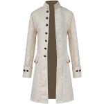 Vestes vintage Yming blanches en satin à col montant Taille M steampunk pour homme 