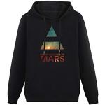 YNW Unisex Sweatshirt 30 Seconds to Mars Triangle Sun Logo Hooded with Drawstring Pockets Black M