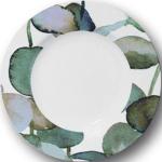 Assiettes creuses vertes en porcelaine en lot de 6 diamètre 23 cm 