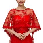 Boleros de mariée rouges en dentelle à strass look casual pour femme 