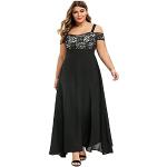 Robes de bal longues de mariée noires à fleurs en velours à motif fleurs bio à manches courtes Taille XL plus size look fashion pour femme 