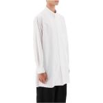 Chemises longues Yohji Yamamoto blanches en popeline col mao look casual 