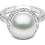 Bagues argentées en or blanc à perles en or blanc 18 carats avec certificat d'authenticité pour femme 