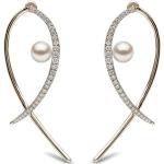Boucles d'oreilles en perles en or jaune à perles 18 carats avec certificat d'authenticité pour femme 