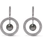 Boucles d'oreilles en perles noires à perles avec certificat d'authenticité pour femme 