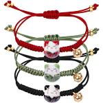 Bracelets porte-bonheurs rouges en céramique à perles look asiatique pour fille 