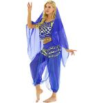 Tenues de danse orientale bleues en mousseline à sequins Tailles uniques look fashion pour femme 