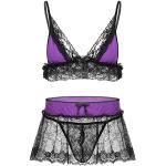 Strings ouverts violets Taille XL look sexy pour femme 