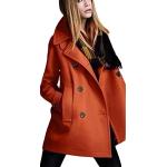 YOUJIA Femme Manteau d'hiver Slim Trench Jacket Casual Manches Longues Revers Veste (Orange, 2XL)