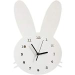 Horloges design blanches en bois à motif lapins 