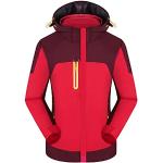 Vestes de ski rouges en velours imperméables coupe-vents respirantes à capuche Taille 4 XL look fashion pour femme 