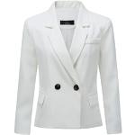 Vestes de costume blanches à effet froissé en polyester à manches longues Taille L look casual pour femme 