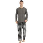 Pyjamas en polaires gris à carreaux en polyester Taille L look fashion pour homme 