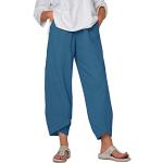 Pantalons baggy bleus à fleurs en coton Taille S look casual pour femme en promo 