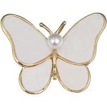 Broches blanches en cristal à motif papillons fantaisie look fashion pour femme en promo 