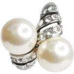 Boucles d'oreilles de créateur Saint Laurent Paris grises en cristal à perles en argent seconde main look vintage pour femme 