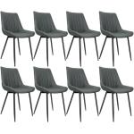 Chaises design grises en métal avec dossier en lot de 8 modernes 