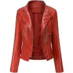 Vestes en cuir d'automne rouges à motif moto Taille S look fashion pour femme 