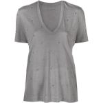 T-shirts col V Zadig & Voltaire gris en jersey à strass éco-responsable à manches courtes à col en V Taille M pour femme 