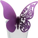 Porte noms violets en papier à motif papillons 