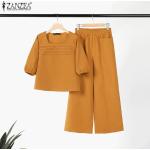 Pantalons de costume saison été Zanzea rose foncé en fibre synthétique lavable à la main Taille 3 XL plus size look casual pour femme 