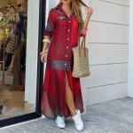 Manchons Zanzea rouges à carreaux à manches longues Taille 3 XL plus size look casual pour femme 