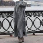 Robes sweat Zanzea gris foncé patchwork en fibre synthétique à manches longues Taille 3 XL look casual pour femme 