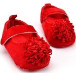 Chaussures montantes rouges à fleurs classiques pour fille 
