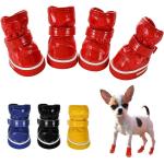 Chaussures rouges en polaire à motif animaux pour chien 
