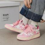 Chaussures de tennis  roses en caoutchouc look Hip Hop pour femme 