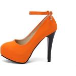 Escarpins à talon haut orange en microfibre à bouts ronds Pointure 50 plus size classiques pour femme 