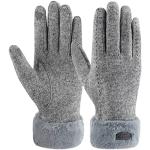 Gants tactiles d'hiver gris en polyester Taille M look fashion pour femme 