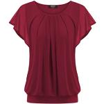 T-shirts col rond Zeagoo rouge bordeaux en mousseline à manches courtes à col rond Taille XXL look fashion pour femme 