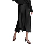 Jupes trapèze Zeagoo noires en satin midi Taille S look fashion pour femme en promo 