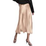 Jupes trapèze Zeagoo kaki en satin midi Taille S look fashion pour femme en promo 