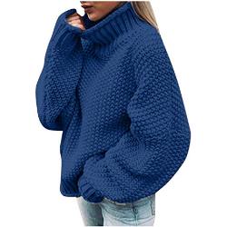 ZEELIY Femmes Gros Tricot Pull a Col Roulé Sweater Manche Longue en Vrac Tricoté Pull-Over Épaissir Chaud Chandail Automne Hiver